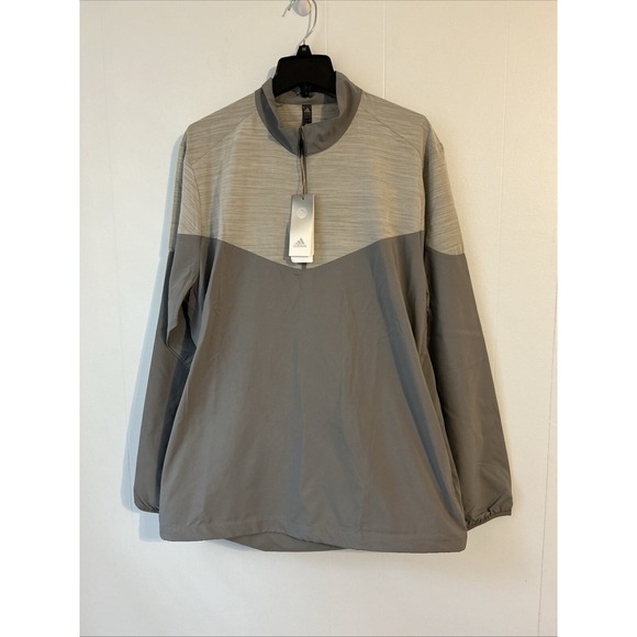 Adidas Mens Chevron Water Resistant 1/4 Zip Windshirt Jacket -Grey/Heather Grey - Picture 1 of 10